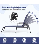 Gymax Lounge Chair Chaise Adjustable Reclining Armrest Patio