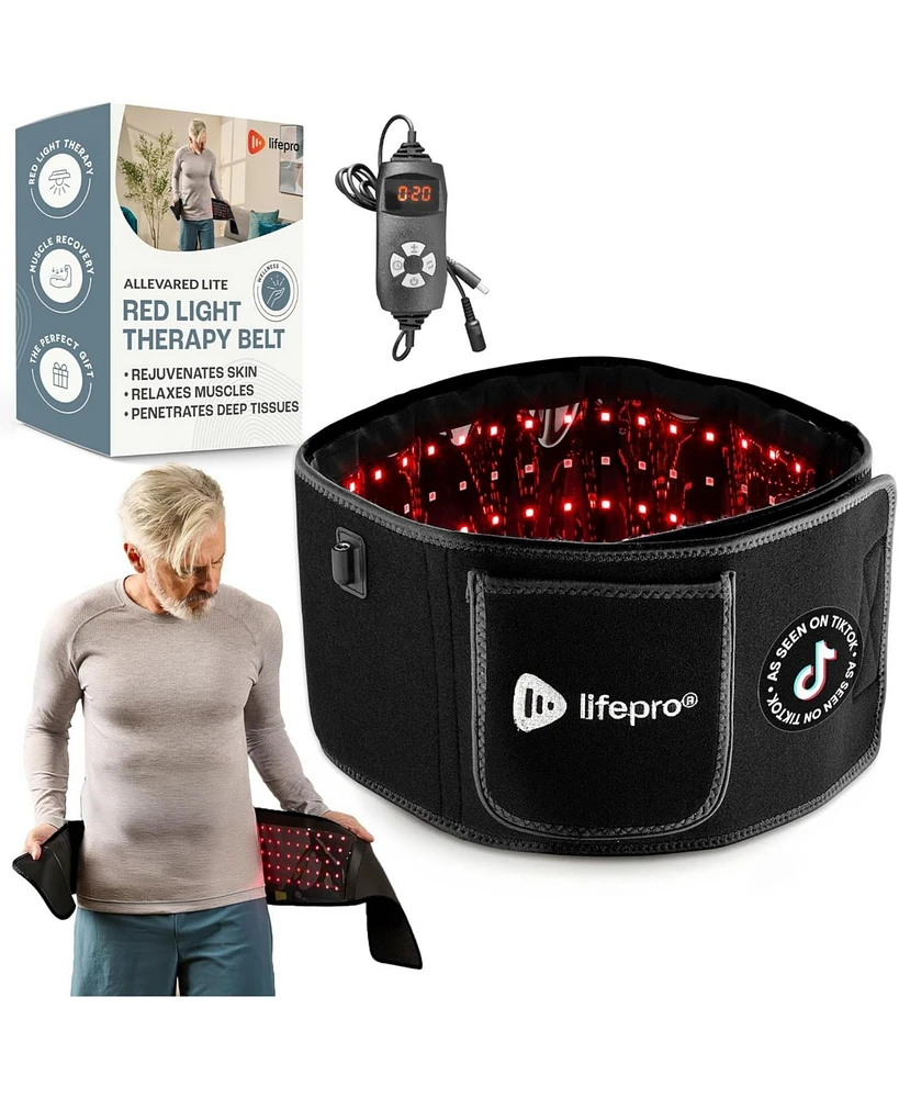 LifePro Infrared Red Light Therapy Belt – Adjustable Heating Pad with 660nm & 850nm Wavelengths for Back, Body & Shoulder Pain Relief –