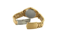 Peugeot Men's 40mm Black Face Fluted Bezel Gold Bracelet Watch