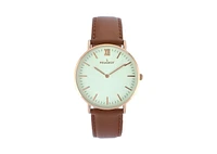 Peugeot Men's 40mm Rose-Gold Super Slim Case Leather Strap Watch