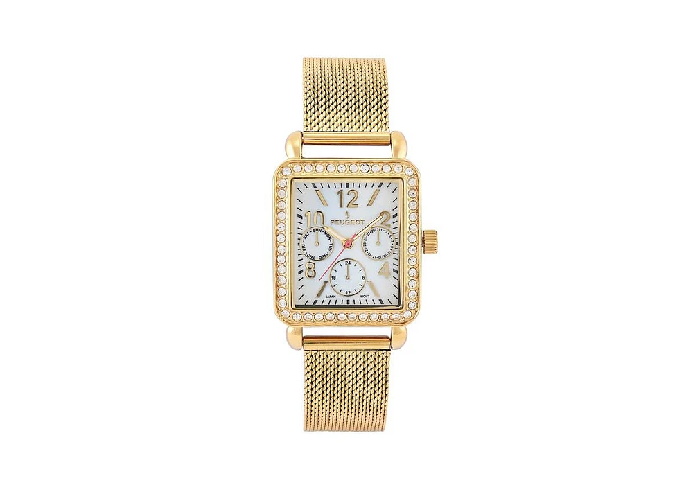 Peugeot Women's 35x30mm 14K Gold Plated Square Dress Watch