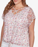 Hearts Of Palm Plus Printed Oval Textured Knit Top