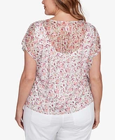 Hearts Of Palm Plus Printed Oval Textured Knit Top