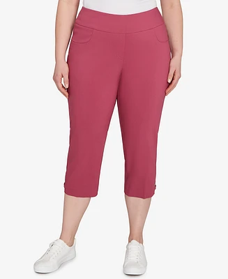 Hearts Of Palm Plus Solid Tech Stretch Capri Pants