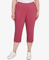 Hearts Of Palm Plus Solid Tech Stretch Capri Pants