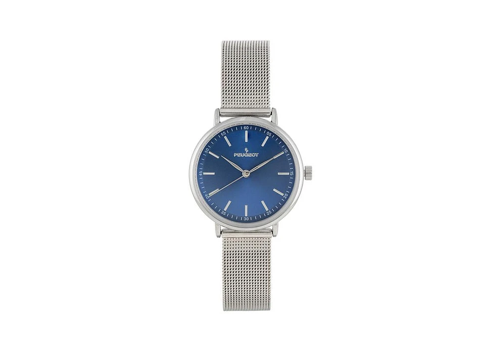 Peugeot Women's 30mm Blue Sleek Stainless Steel Mesh Band Watch