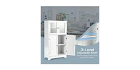 Bathroom Floor Storage Locker Kitchen Cabinet with Doors and Adjustable Shelf