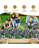 Gymax Raised Garden Bed 92.5x95x11in Wooden Garden Box Planter Container U-Shaped Bed