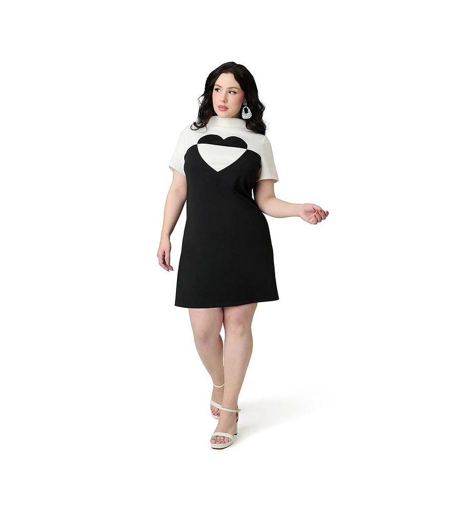 Smak Parlour Plus Mock Neck Heart Shift Dress