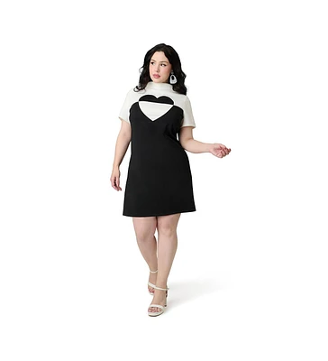 Smak Parlour Plus Mock Neck Heart Shift Dress