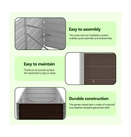 Garden Raised Bed Galvanized Steel 94.5"x15.7"x30.3" Brown