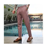 Campus Sutra Men's Nude Pink Striped Tailored Trousers