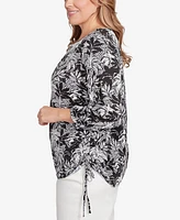 Ruby Rd. Plus Monotone Palms Side Tie Top