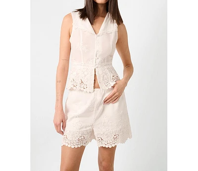 WeWoreWhat Women's Lace Button Up Top