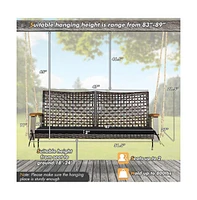2-Person Rattan Hanging Porch Swing Chair