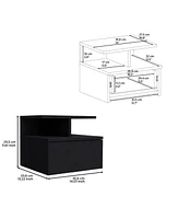 Depot E-shop Seward Floating Nightstand, Wall Mounted with Single Drawer and 2-Tier Shelf