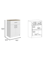 Depot E-shop Barbados Pantry Cabinet, One Drawer, Two Interior Shelves, White / Light Oak