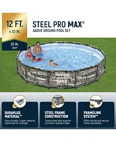 Bestway 56817E 12' x 30" Steel Pro Max Round Above Ground Swimming Pool w/ Pump