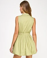 Seni & Cade Juniors' Surplice Belted Short Bubble Dress