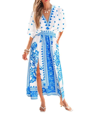 Cupshe Women's Riviera Stroll Ornate Maxi Beach Dress