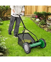 Professional Push Lawn Mower with 5 Steel Blades and Removable Grass Catcher Bag