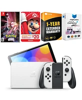 Nintendo Switch White Oled Console with Pokemon Shining Pearl, Nintendo $20 eShop Gift Card, MightySkins Console and Controller Skin Voucher