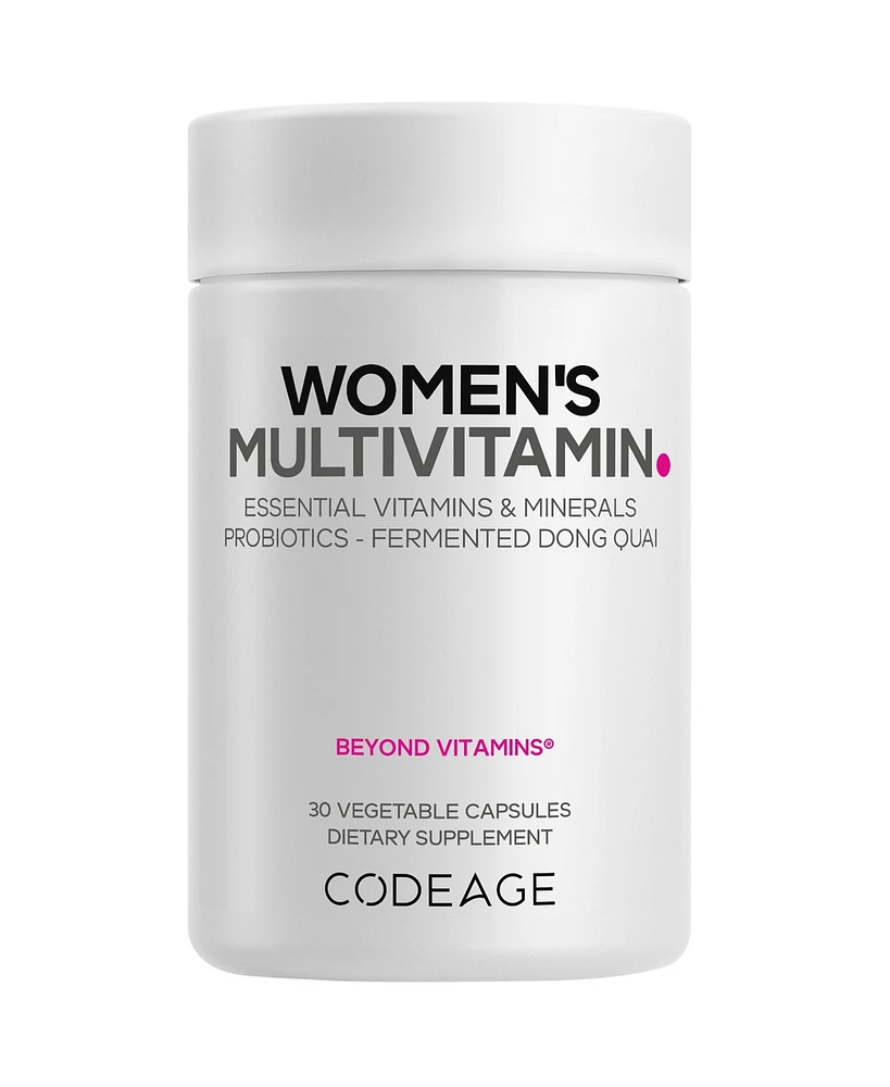 Codeage Women s Multivitamin - Vitamins A, C, D3, E, B6, B12, Folate, Calcium, Magnesium, Iron,, Probiotics - 1 Capsule Per Serving