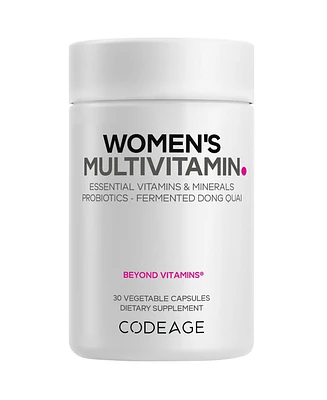 Codeage Women s Multivitamin - Vitamins A, C, D3, E, B6, B12, Folate, Calcium, Magnesium, Iron,, Probiotics - 1 Capsule Per Serving
