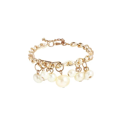 Sohi Women's Gold Drop Charm Bracelet