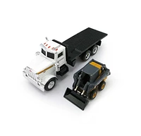 Ertl 1/64 John Deere Peterbilt Flatbed Truck With 320E Skid Steer Skidloader