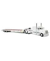 1/64 White Peterbilt 389 w/ Landoll 440B-50CA Traveling Axle Trailer Dcp