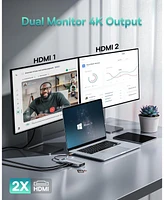 Baseus Laptop Docking Station Dual Monitor 4K120Hz, 9 in 1 Usb C Hub with 2 Hdmi, 1000Mbps Lan, Max 85W Pd, 3 Usb, Sd Card Reader, Usb C Dock Compatib