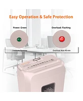 Bonsaii Pink Shredder, Compact for Office, Cross-Cut 6 Sheets, Security Shredding, Shreds Cards & Mail, 3.4-Gallon Bin