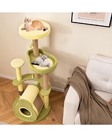 Freestanding Multi-level Avocado Cat Tower with Private Condo-Green
