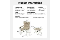 Naturehike, Outdoor Camping Recliner Chair with Side Table, Relaxing Folding Lounge Chair, Adjustable Tilt Chaise Cup Holder, 600D Oxford