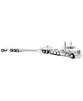 First Gear Dcp 1/64 Peterbilt 379 Tri-Axle Flat Top with Fontaine Magnitude Tri-Axle Lowboy Trailer with Booster & Stinger 60