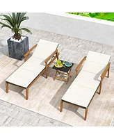 Gymax Outdoor Chaise Lounge Chair Set of 2 w/ Armrests & 4-Level Backrest Adjustment