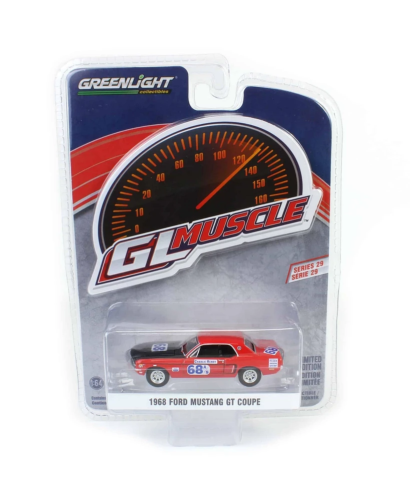 1/64 1968 Mustang Gt Coupe, #68 Charlie Henry Race Car Gl Muscle
