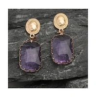 Sohi Women's Purple Stone Drop Earrings