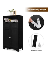 Bathroom Wooden Side Cabinet with 2 Drawers and Doors