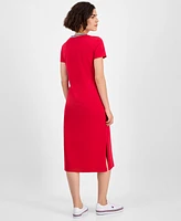 Tommy Hilfiger Women's V-Neck Short-Sleeve Midi Dress