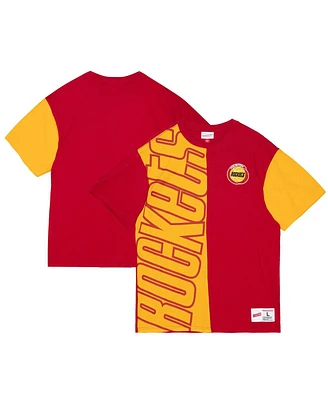 Mitchell & Ness Men's Red/Gold Houston Rockets Play by 2.0 T-Shirt