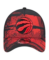 New Era Men's Black/Red Toronto Raptors Tip Off A-Frame Trucker 9FORTY Adjustable Hat