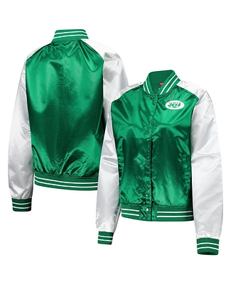 Mitchell & Ness Women's Green New York Jets Team 2.0 Satin Raglan Full-Snap Jacket