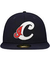 New Era Men's Navy Cleveland Indians Cooperstown Collection Duo Logo 2.0 59FIFTY Fitted Hat