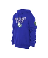New Era Men's Royal Milwaukee Bucks 2024/25 City Edition Chenille Heavyweight Pullover Hoodie