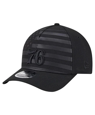 New Era Men's Black Philadelphia 76ers Game Day Flag A-Frame 9FORTY Adjustable Hat