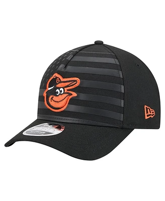 New Era Men's Black Baltimore Orioles American Flag 9FORTY M-Crown A-Frame Adjustable Hat