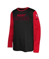 Nike Big Boys and Girls Black Miami Heat 2024/25 City Edition Pregame Performance Long Sleeve Shooting T-Shirt