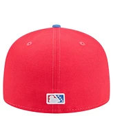 New Era Men's Red/Light Blue Fayetteville Woodpeckers Copa de la Diversion 59FIFTY Fitted Hat